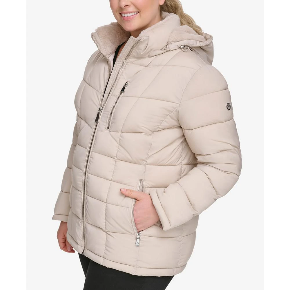 商品Calvin Klein|Women's Plus Size Faux-Fur-Trim Hooded Puffer Coat, Created for Macy's,价格¥1390,第3张图片详细描述