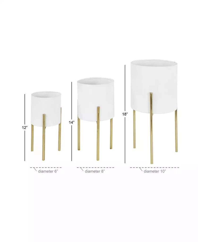 Contemporary Style Large Round Metal Planters in Stands, Set of 3 商品