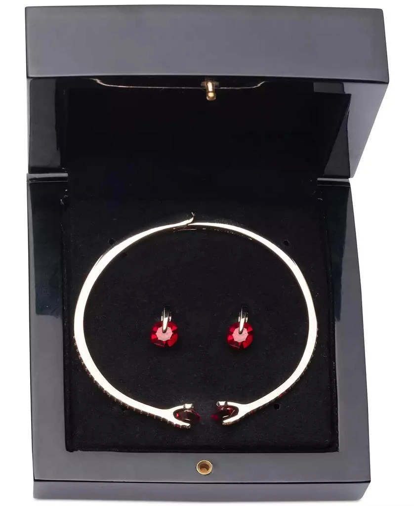 商品Givenchy|Gold-Tone 2-Pc. Set Red Floating Glass Stone Bangle Bracelet & Stud Earrings,价格¥611,第3张图片详细描述