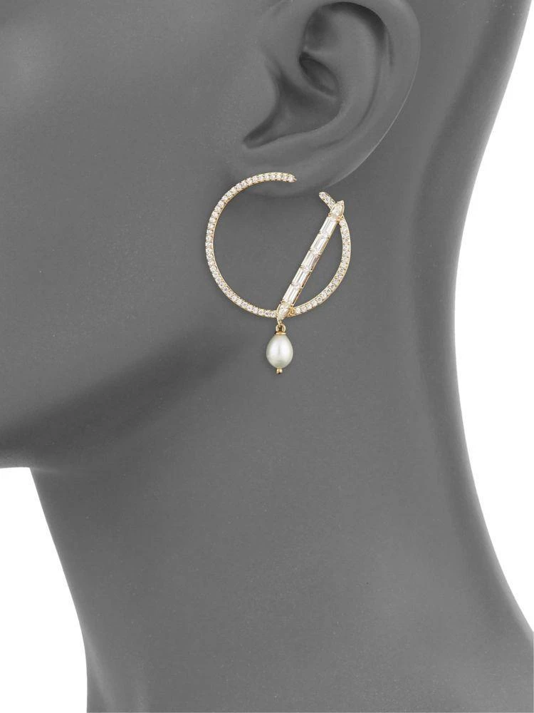 商品Nadri|Josephine Crystal and Faux-Pearl Hoop Earring,价格¥354,第3张图片详细描述