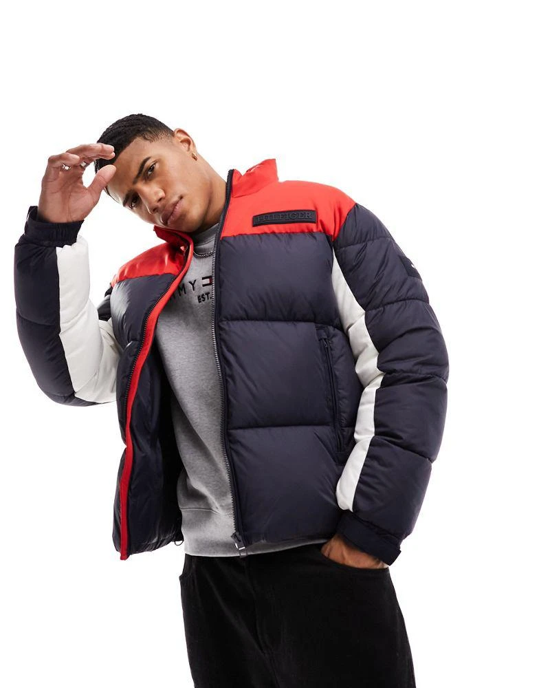 商品Tommy Hilfiger|Tommy Hilfiger new york puffer jacket in rwb colourblock,价格¥1577,第1张图片