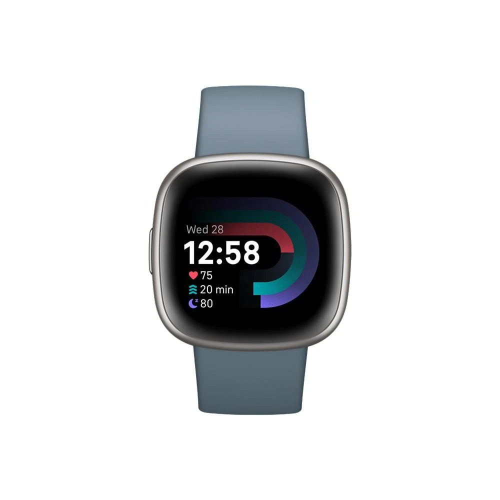 商品Fitbit|Versa 4 Waterfall Blue Platinum Smartwatch, 39mm,价格¥1471,第1张图片