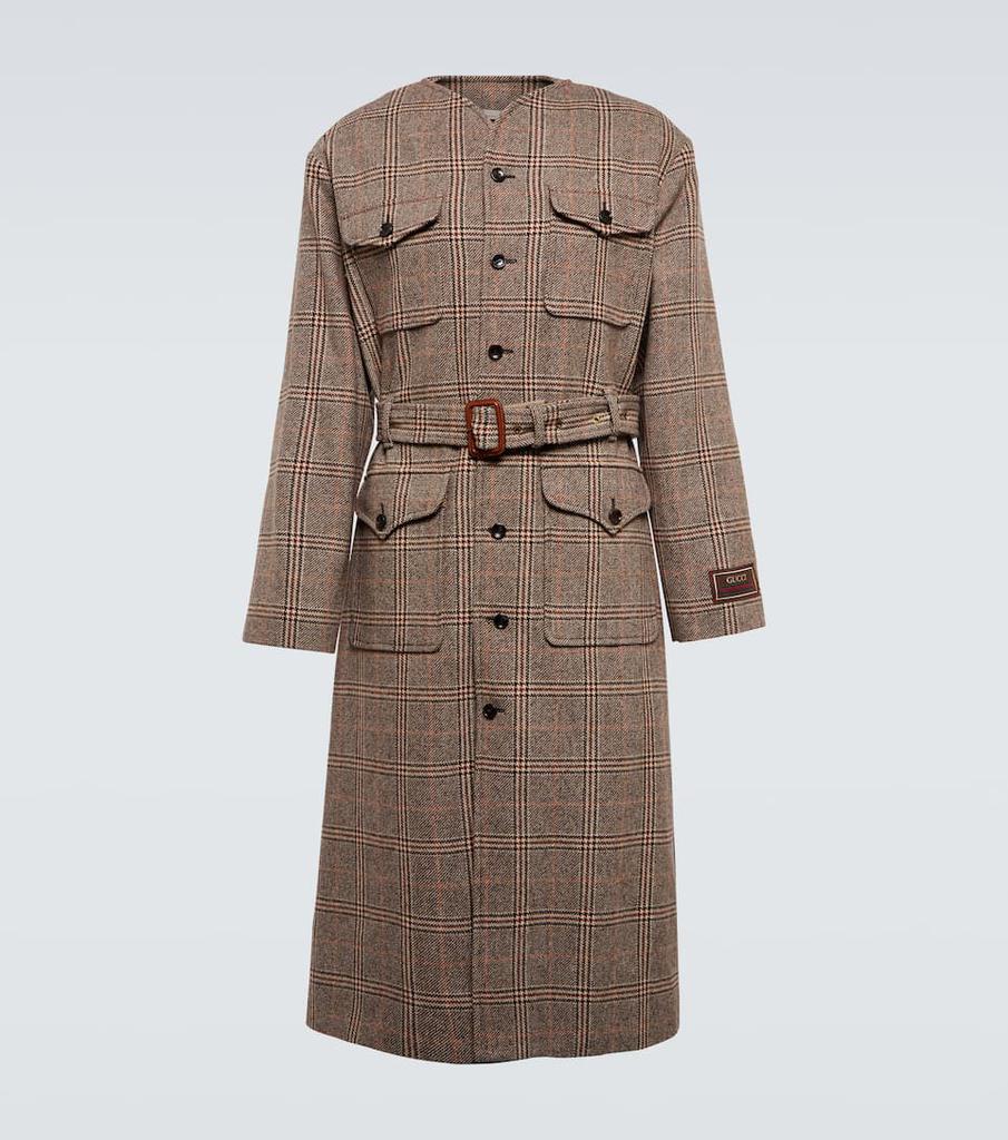 商品Gucci|羊毛混纺格纹大衣,价格¥31715,第1张图片