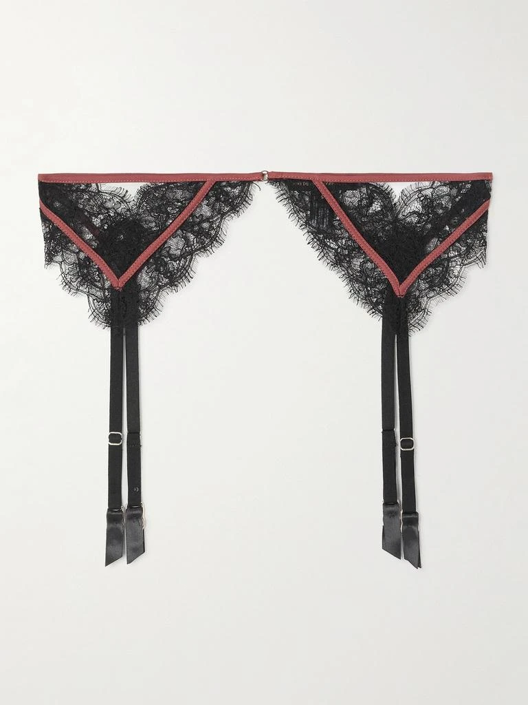 商品Kiki De Montparnasse|缎布边饰真丝混纺黎芭蕾丝吊袜腰带,价格¥2221,第1张图片