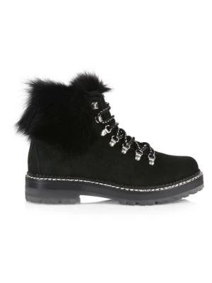 商品Montelliana 1965|Clara Suede Fur-Trimmed Hiking Boots,价格¥2505,第1张图片