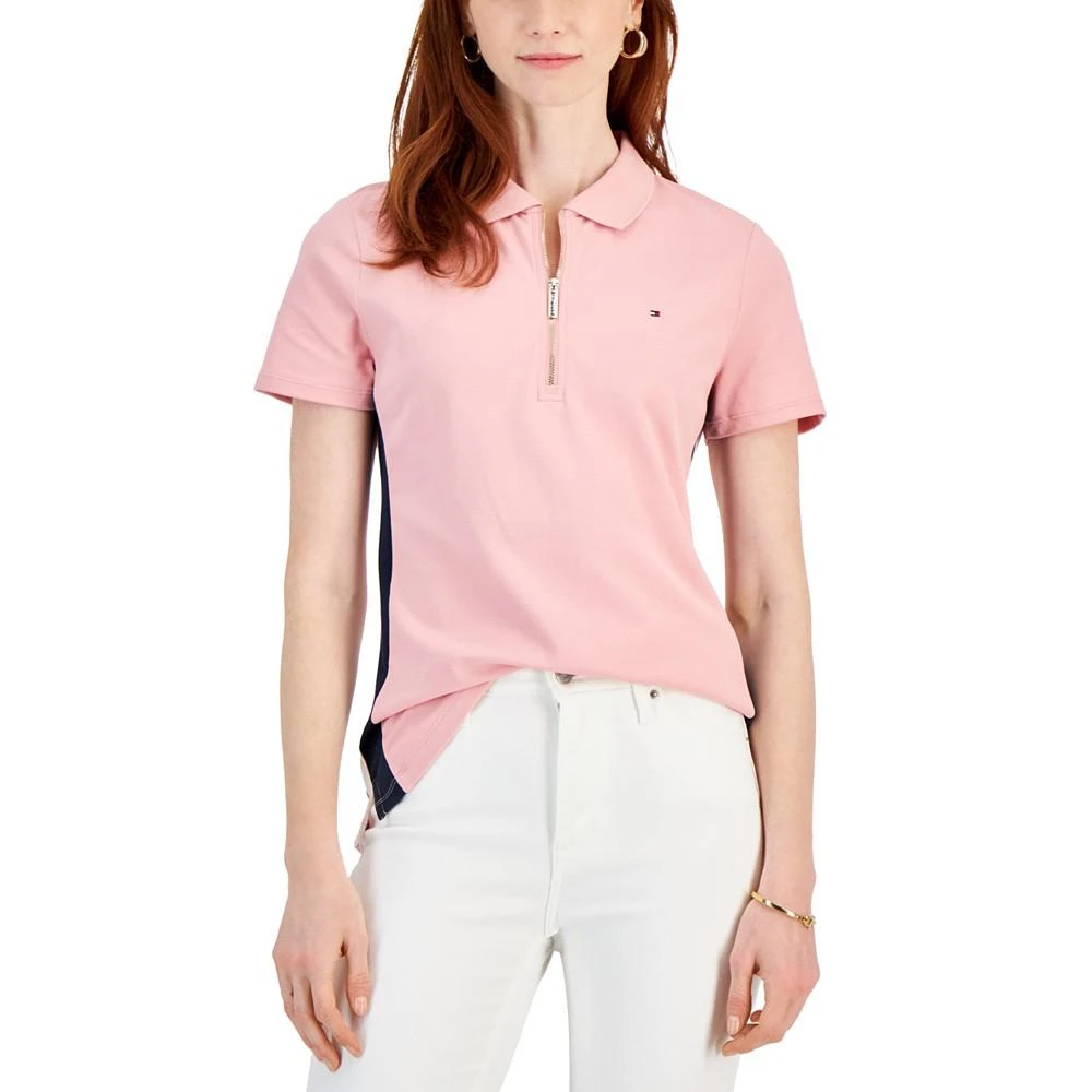 商品Tommy Hilfiger|Women's Side-Striped Zippered Polo Shirt,价格¥225,第1张图片