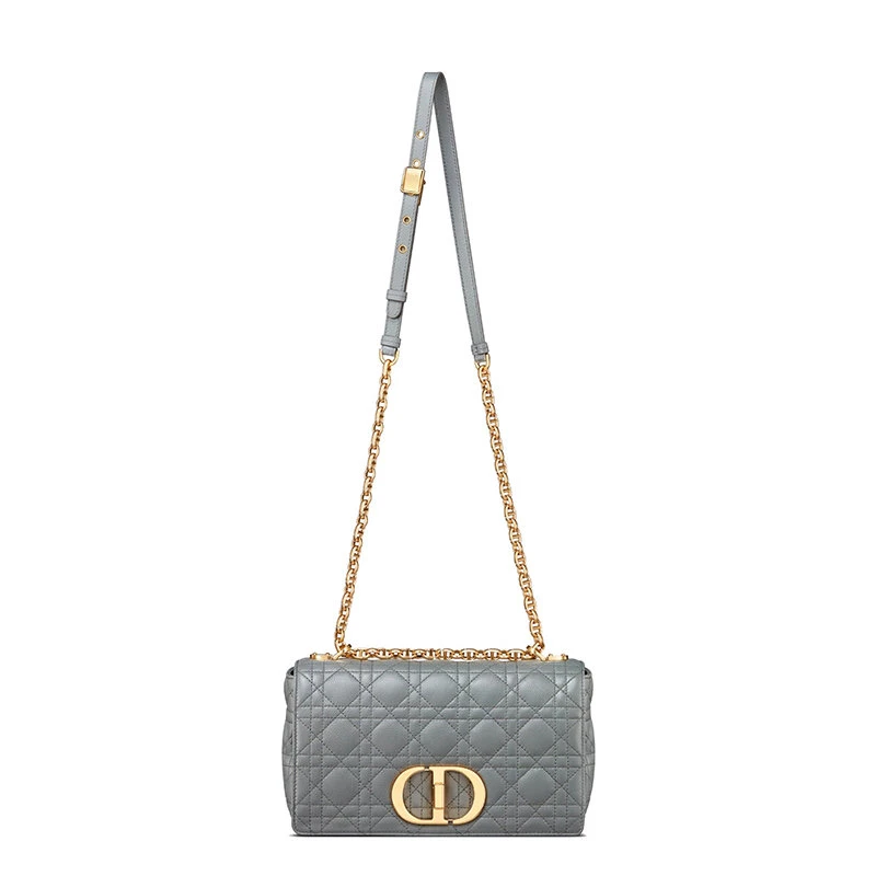 商品Dior|【预售3-7天】DIOR/迪奥  CARO系列 女士中号灰色柔软小牛皮藤格纹CD扭纹扣翻盖封口单肩斜挎包M9242UWHC_M41G,价格¥30835,第6张图片详细描述