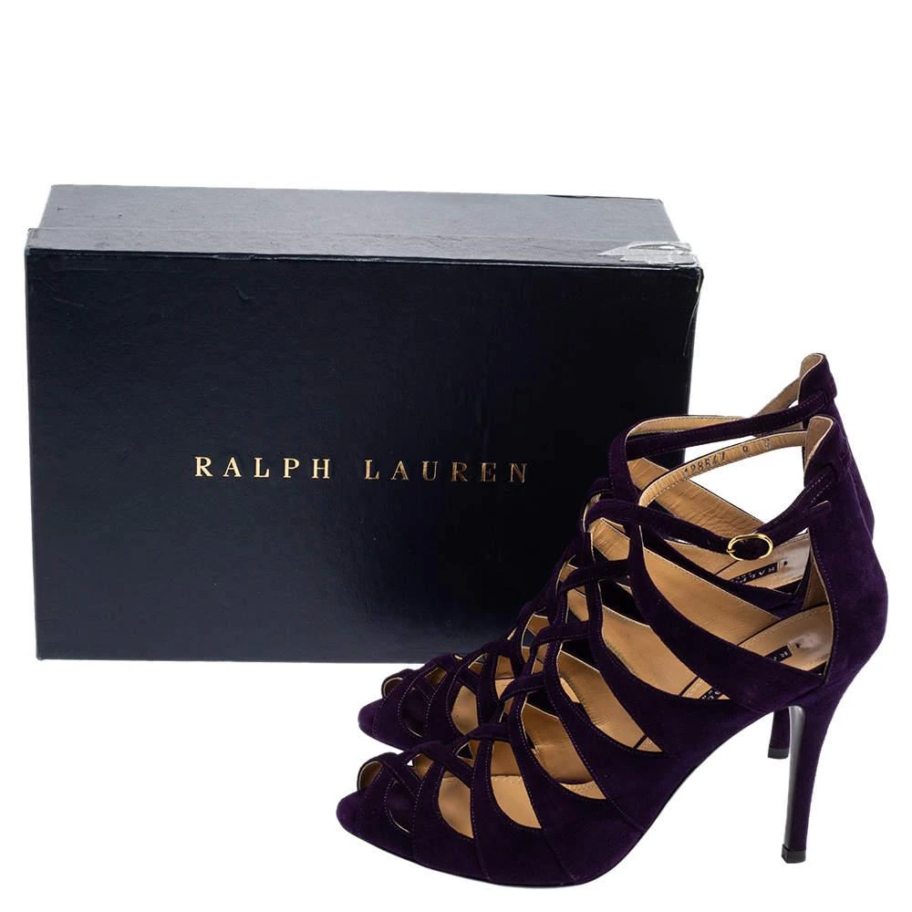 Ralph Lauren Collection Purple Suede Caged Ankle Strap Sandals Size 39.5 商品