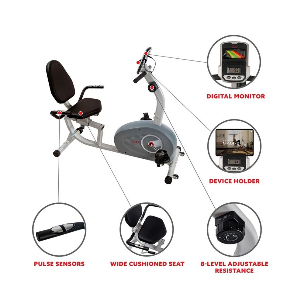商品Sunny Health & Fitness|Magnetic Recumbent Exercise Bike, Sf-Rb4905,价格¥4011,第3张图片详细描述