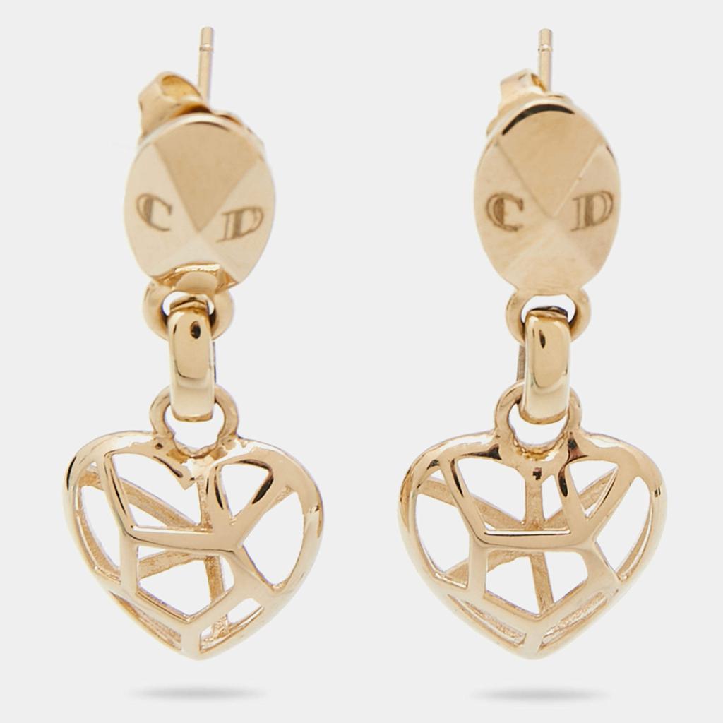 商品[二手商品] Dior|Dior Heart Gold Tone Metal Drop Earrings,价格¥1254,第1张图片