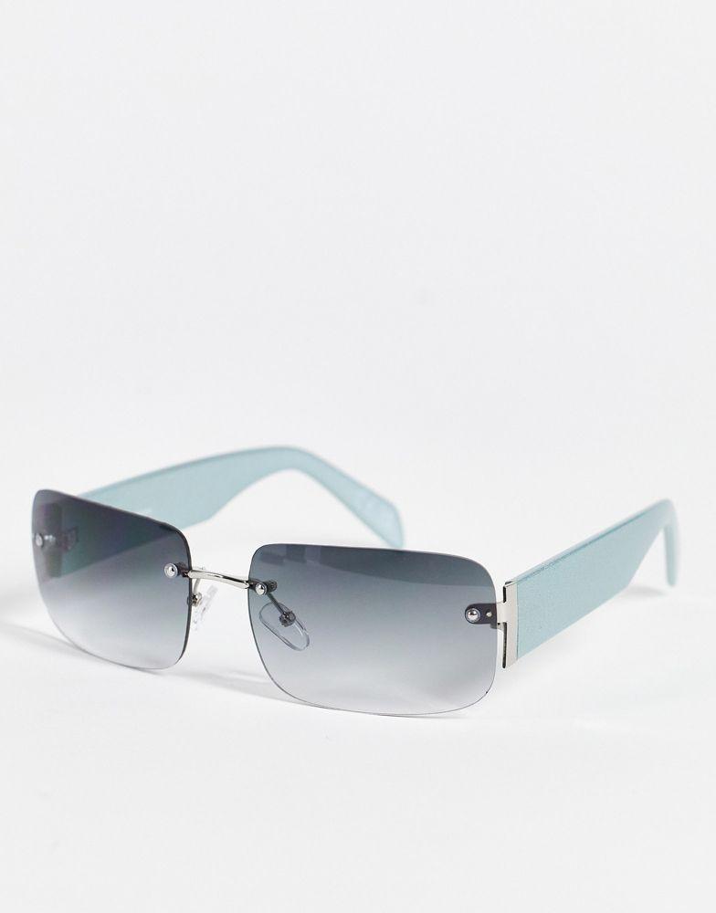 ASOS DESIGN 90's rimless mid square sunglasses with smoke lens商品第1张图片规格展示