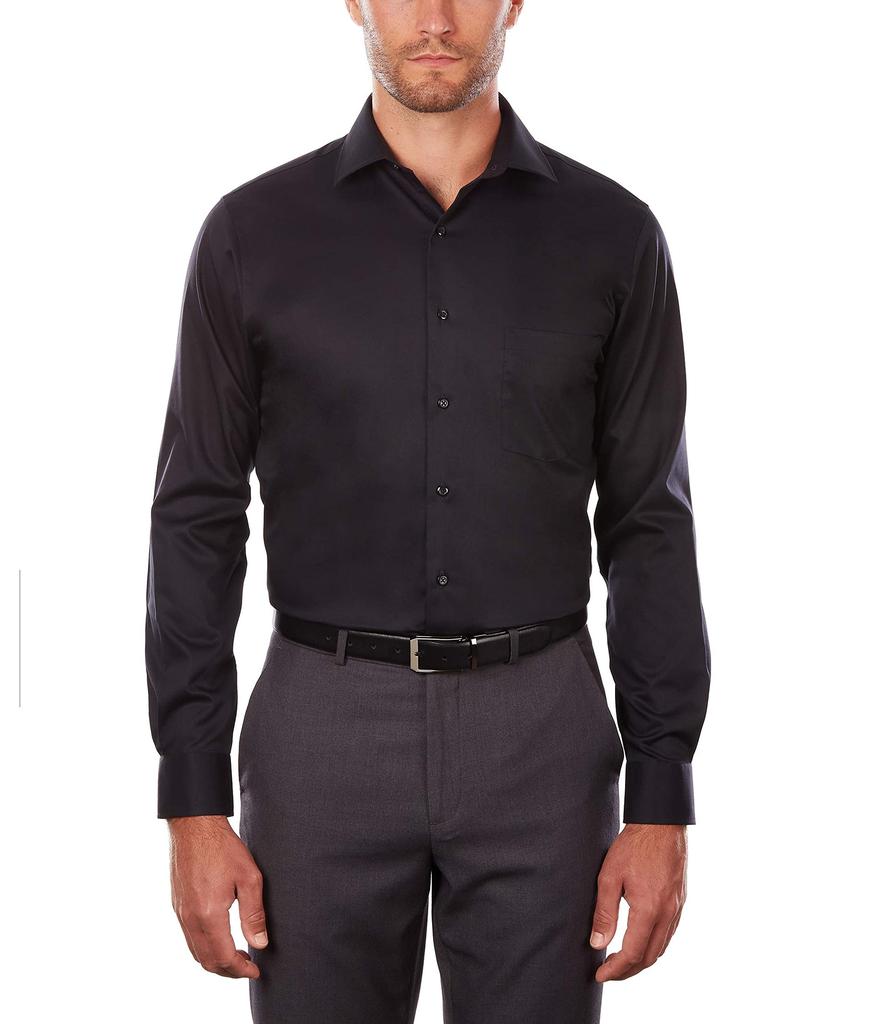 Men's Dress Shirt Regular Fit Flex Collar Stretch Solid商品第2张图片规格展示
