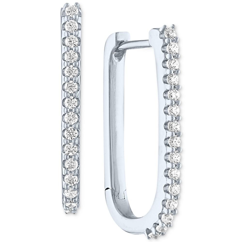 Diamond U Hoop Earrings (1/10 ct. t.w.) in Sterling Silver商品第1张图片规格展示