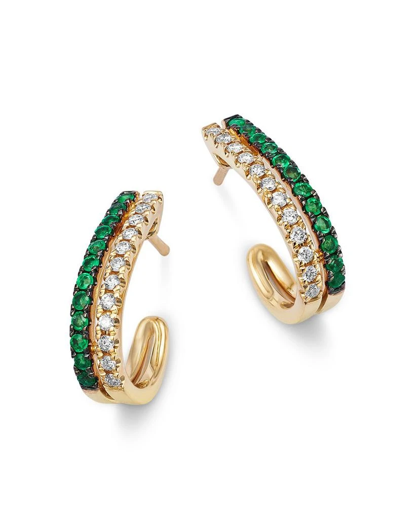 商品Bloomingdale's Fine Collection|Emerald & Diamond Huggie Hoop Earrings in 14K Yellow Gold,价格¥28739,第1张图片