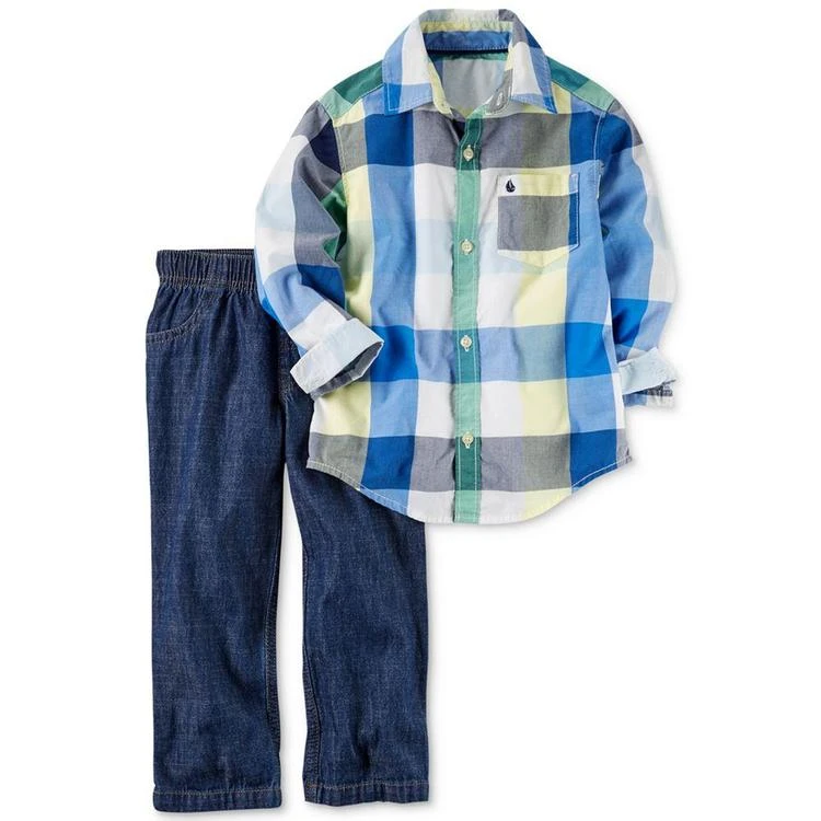 商品Carter's|2-Pc. Cotton Plaid Shirt & Jeans Set, Baby Boys (0-24 months),价格¥66,第2张图片详细描述