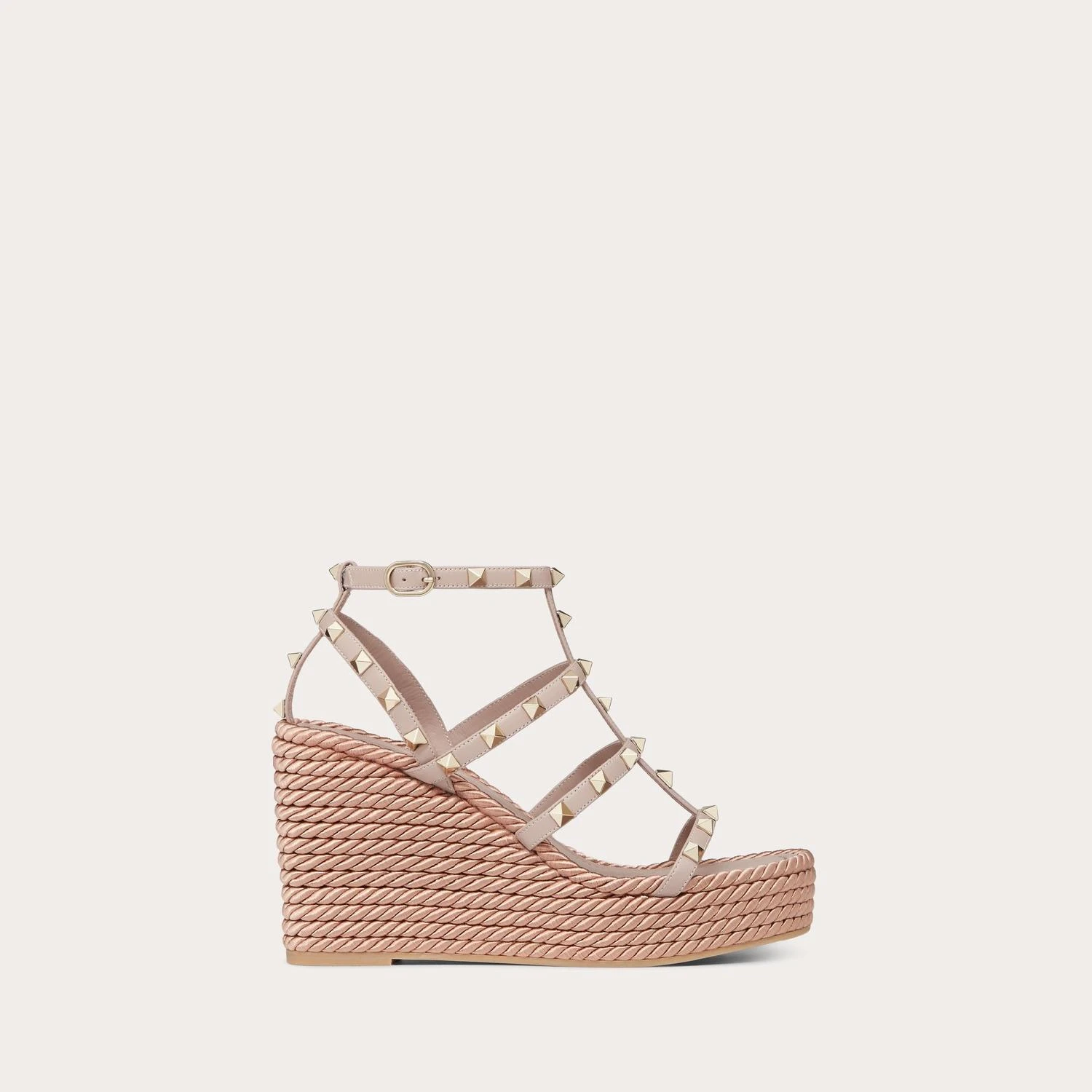 【预售】 华伦天奴 25春夏 女士 坡跟鞋 SANDALES COMPENSÉES ROCKSTUD À BRIDES EN VEAU. TALON : 95 MM 4W2S0F95BAE_P45  商品