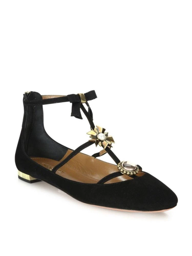 商品Aquazzura|潘朵拉宝石装饰平底鞋,价格¥2683,第1张图片