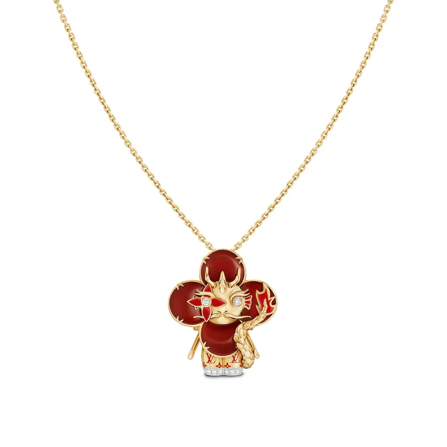 【预售】 LV路易威登 24秋冬 女士 吊坠 VIVIENNE DRAGON 18K 金漆光钻石彩色宝石项链 Q93976 商品