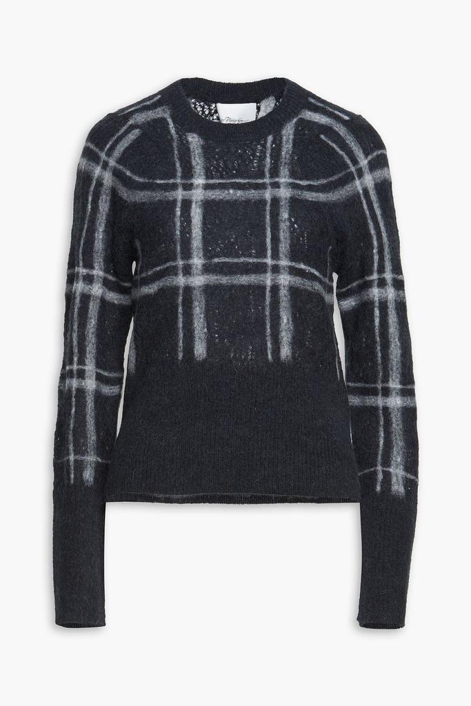 Checked pointelle-knit alpaca-blend sweater商品第1张图片规格展示