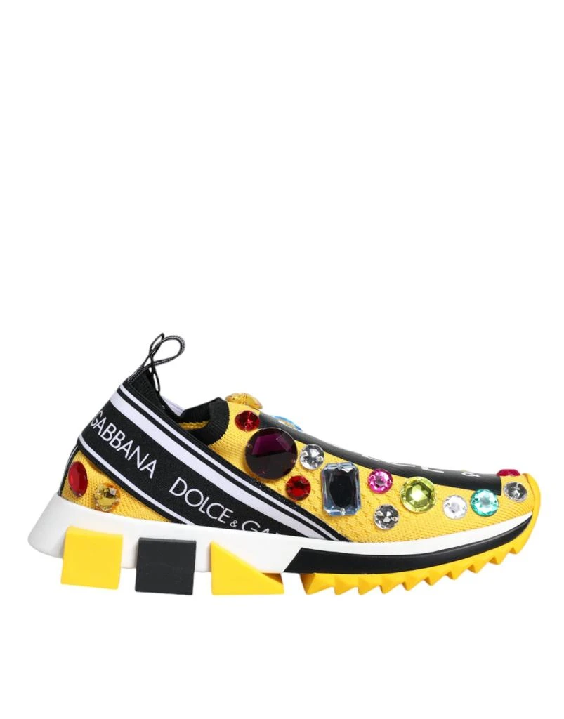 商品Dolce & Gabbana|Dolce & Gabbana Yellow Sorrento Crystals Low Top Sneakers Shoes,价格¥4116,第1张图片