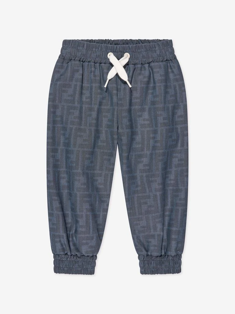 商品Fendi|Fendi Baby Chambray FF Logo Joggers in Blue,价格¥3388,第1张图片