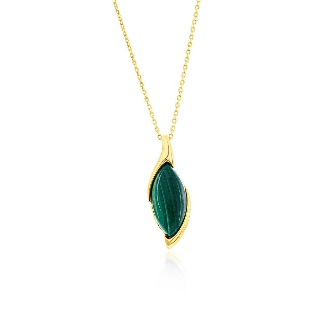 商品Simona|Sterling Silver Marquise Malachite Pendant Necklace - Gold Plated,价格¥563,第1张图片