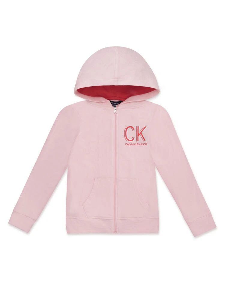 商品Calvin Klein|Girl's Monogram Logo French Terry Hoodie,价格¥90,第1张图片