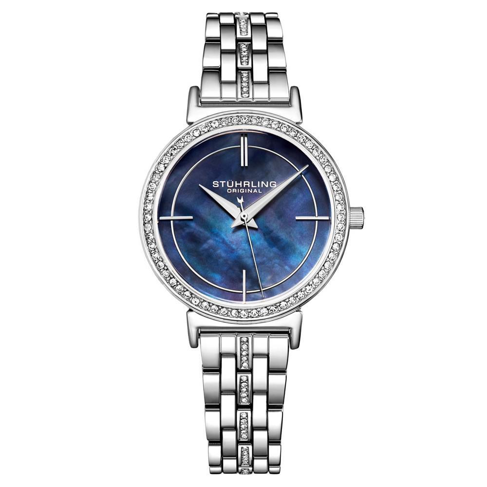 商品Stuhrling|Women's Silver-Tone Link Bracelet with Crystals Watch 33mm,价格¥491,第1张图片