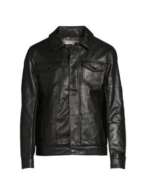 商品Michael Kors|Kingsbury Faux Leather Trucker Jacket,价格¥261,第4张图片详细描述