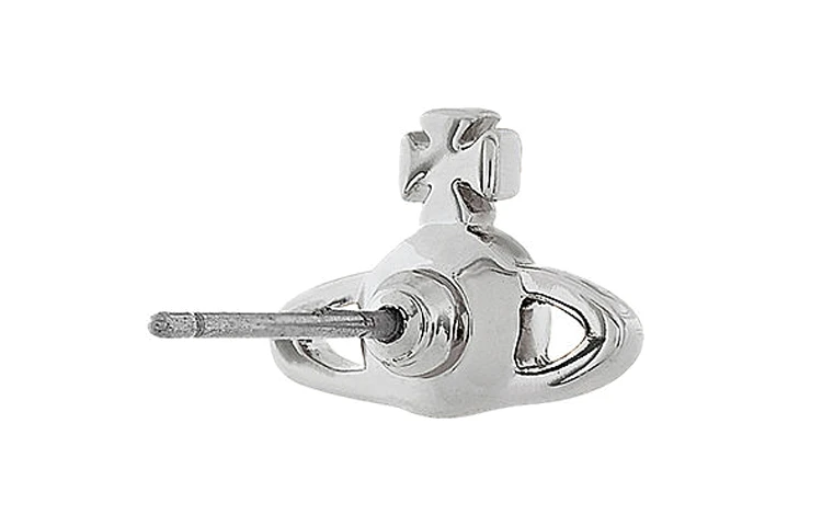 商品[国内直发] Vivienne Westwood|NANO SOLITAIRE SINGLE STUD 土星 单只 水晶 耳钉 男女同款情侣款 蓝宝石色/银,价格¥1328,第5张图片详细描述