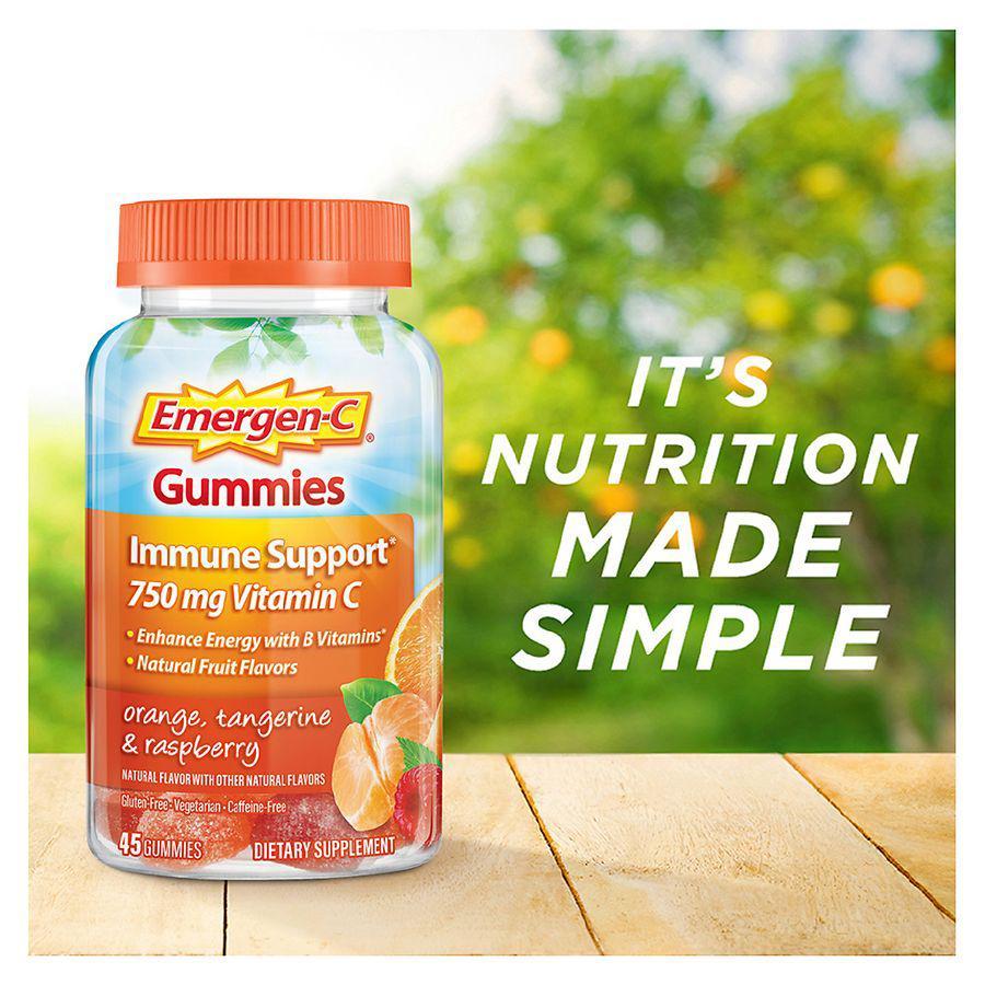 商品Emergen-C|Immune Support Gummies with 500 mg Vitamin C, Folic Acid, and B Vitamins Orange, Tangerine, Raspberry,价格¥87,第6张图片详细描述