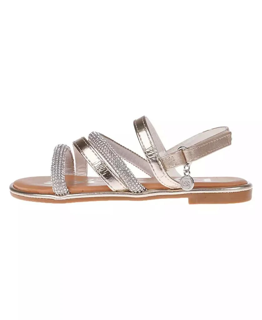 商品Bebe|Big Girl's Flat Sandal with Tubular Rhinestone Strapping and Hanging Charm Polyurethane Sandals,价格¥140,第3张图片详细描述
