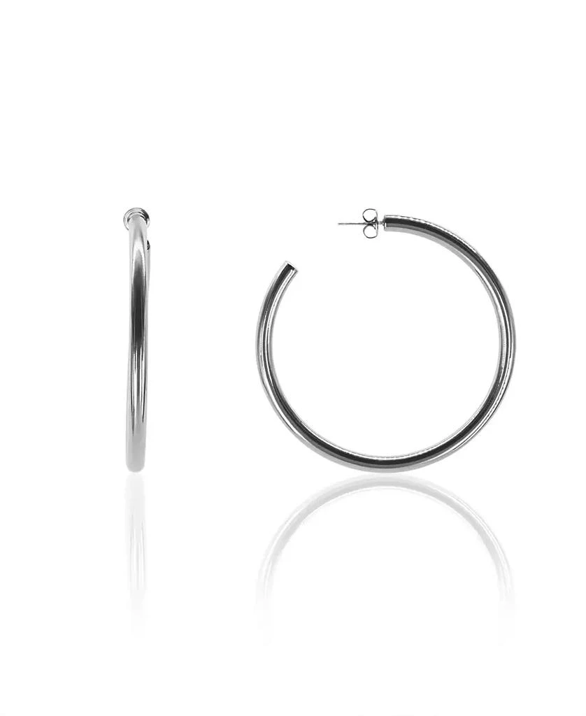 商品OMA THE LABEL|Liv 2 1/3" Large Hoops in White Gold- Plated Brass, 60mm,价格¥456,第1张图片