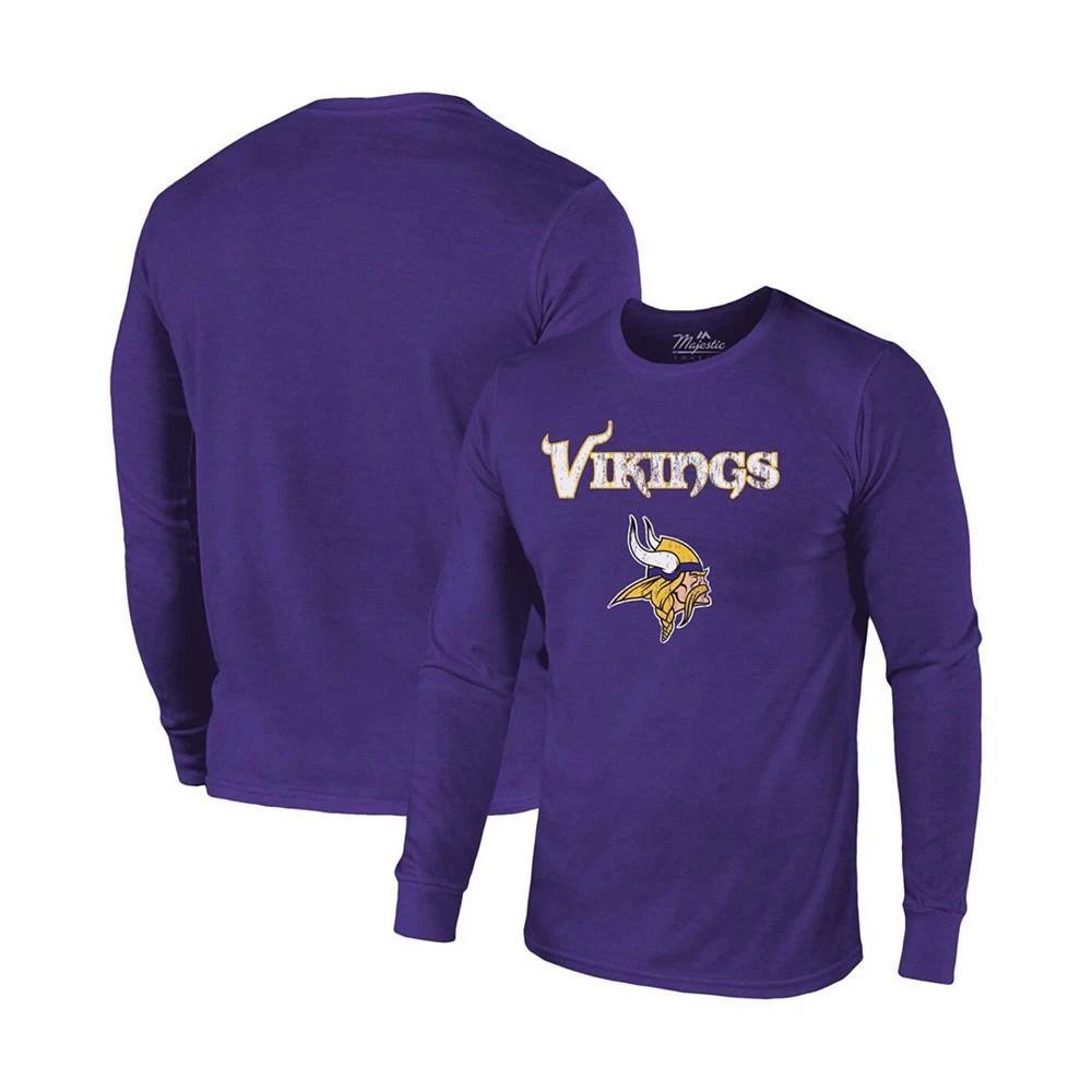 商品Majestic|Minnesota Vikings Lockup Tri-Blend Long Sleeve T-shirt - Purple,价格¥373,第1张图片