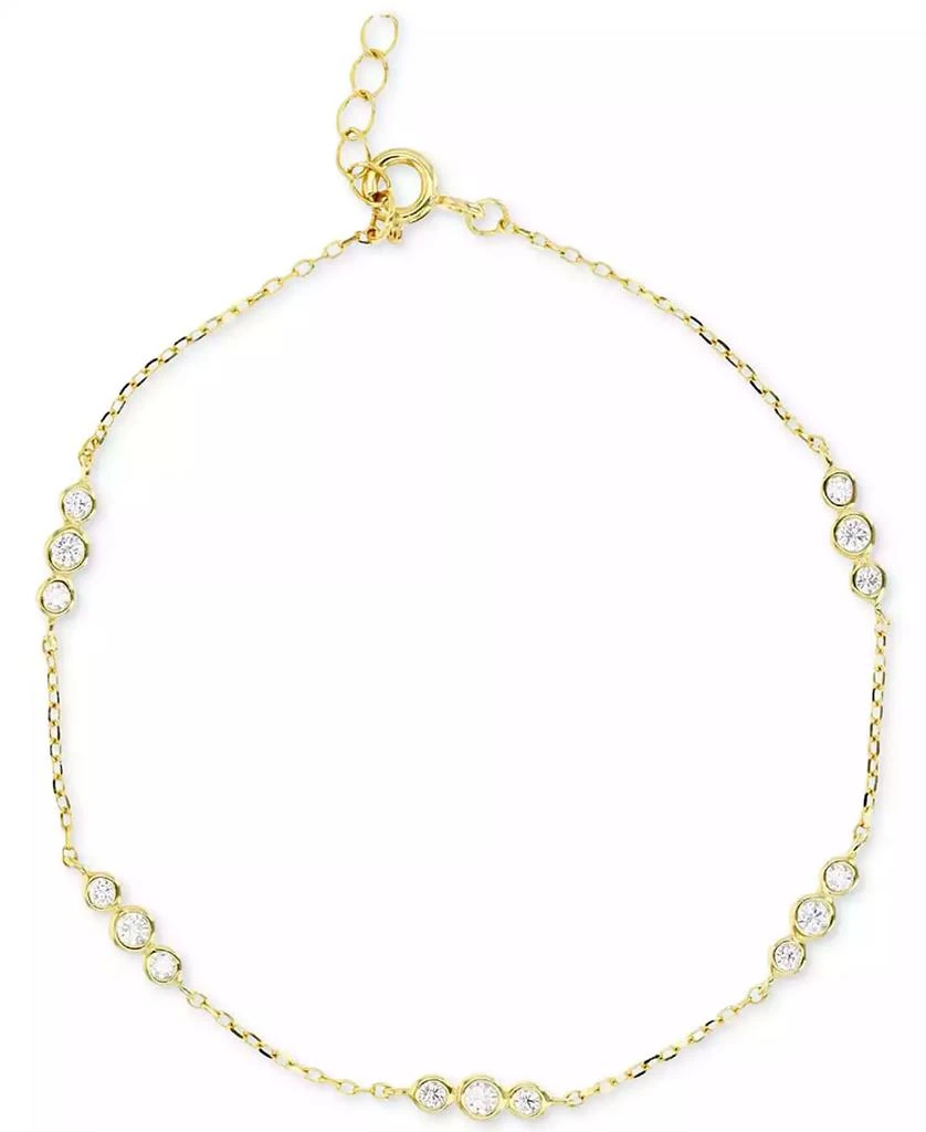 商品Macy's|Cubic Zirconia Bezel Trios Chain Link Bracelet in 14k Gold-Plated Sterling Silver,价格¥113,第1张图片