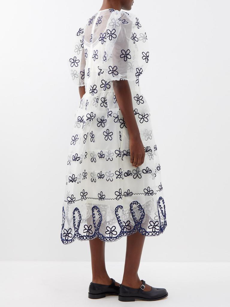 商品Simone Rocha|Puff-sleeved floral-embroidered organza dress,价格¥3894,第7张图片详细描述