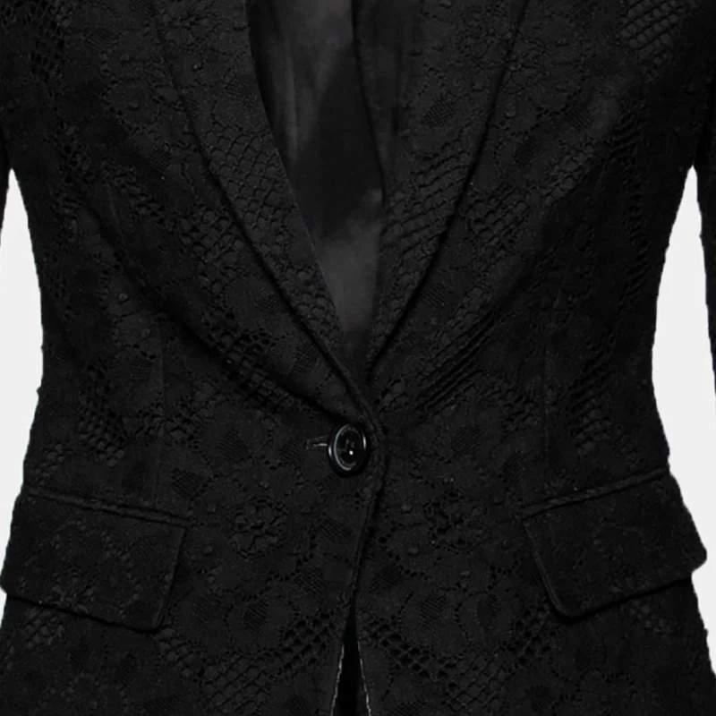 商品[二手商品] Burberry|Burberry Black Floral Lace Long Sleeve Blazer S,价格¥1430,第3张图片详细描述