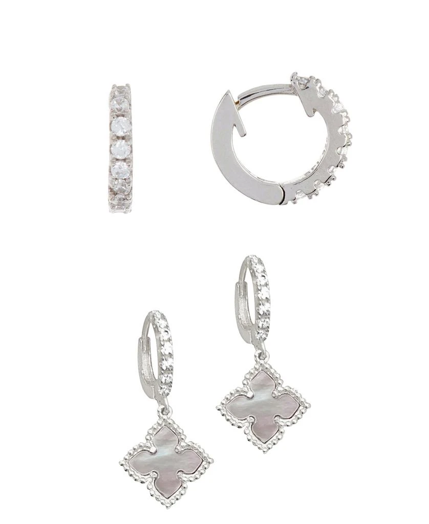 商品ADORNIA|White Mother of Pearl Huggie Set silver,价格¥128,第1张图片