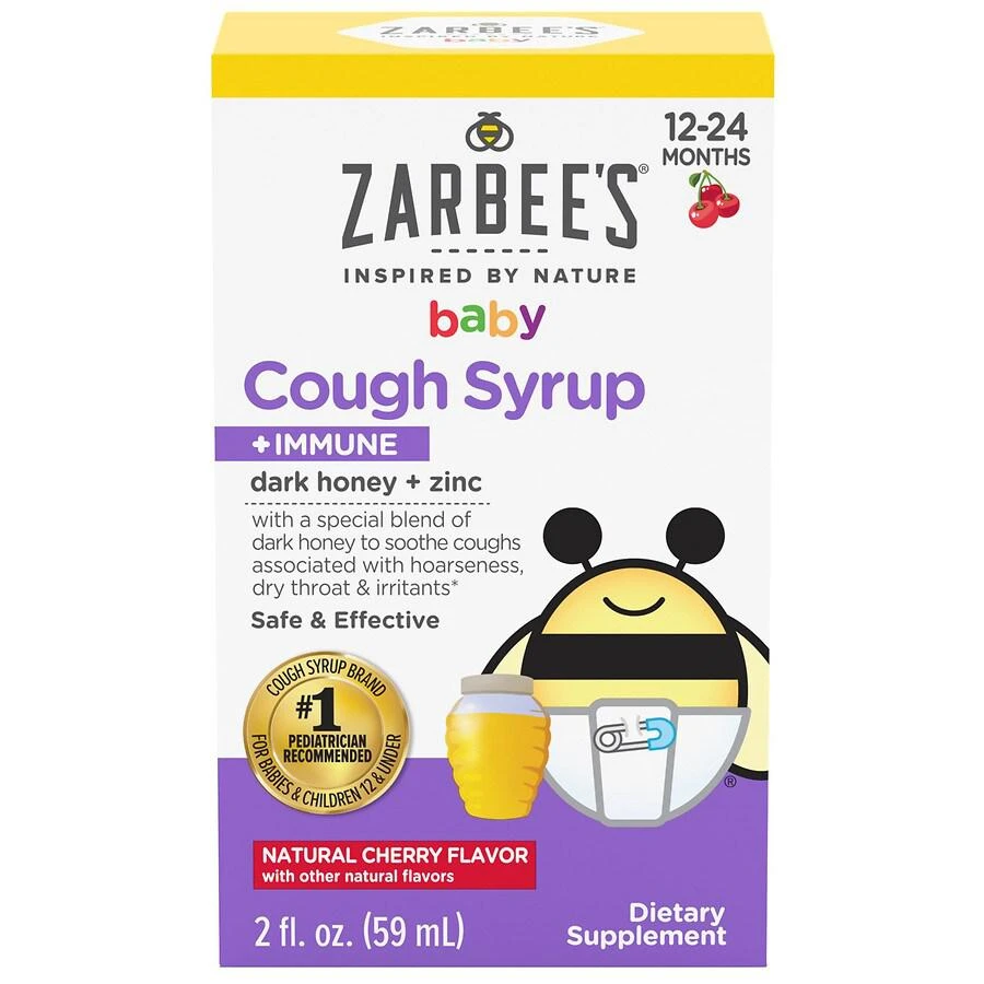 商品ZarBee's Naturals|Baby Cough Syrup + Immune with Honey, Natural Cherry Natural Cherry,价格¥93,第1张图片