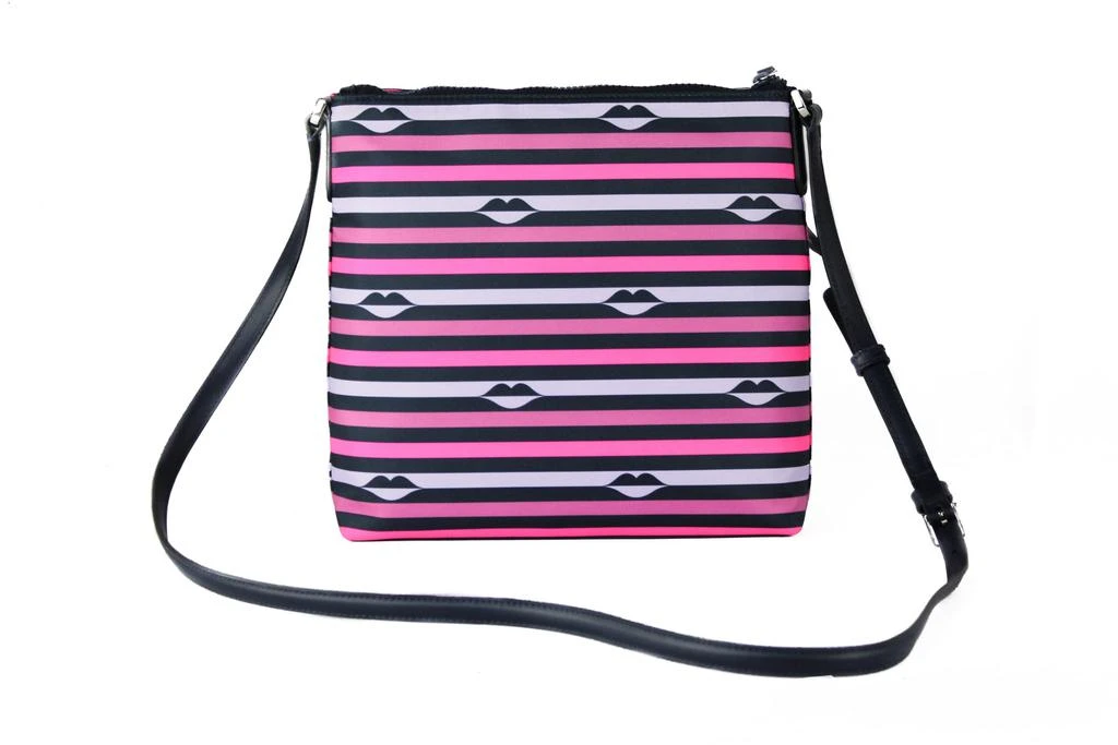 商品Kate Spade|Kate Spade Jae Nylon Leather Flat Pink Striped Multi Crossbody HandBag Purse,价格¥1070,第2张图片详细描述