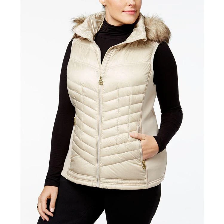 商品Michael Kors|MICHAEL  Plus Size Faux-Fur-Trim Down Vest,价格¥1047,第1张图片