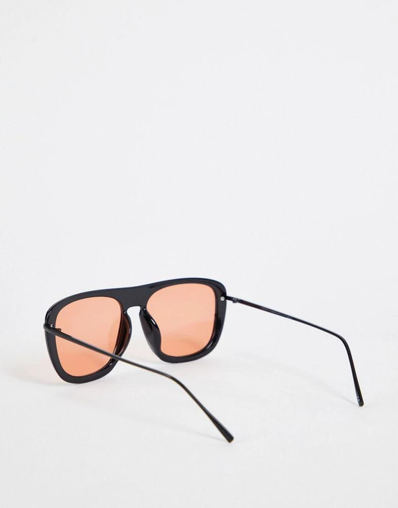 商品ASOS|ASOS DESIGN aviator sunglasses in black with orange lens,价格¥69,第4张图片详细描述