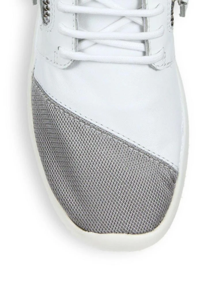 商品Giuseppe Zanotti|Leather & Mesh Side-Zip Sneakers,价格¥2065,第3张图片详细描述