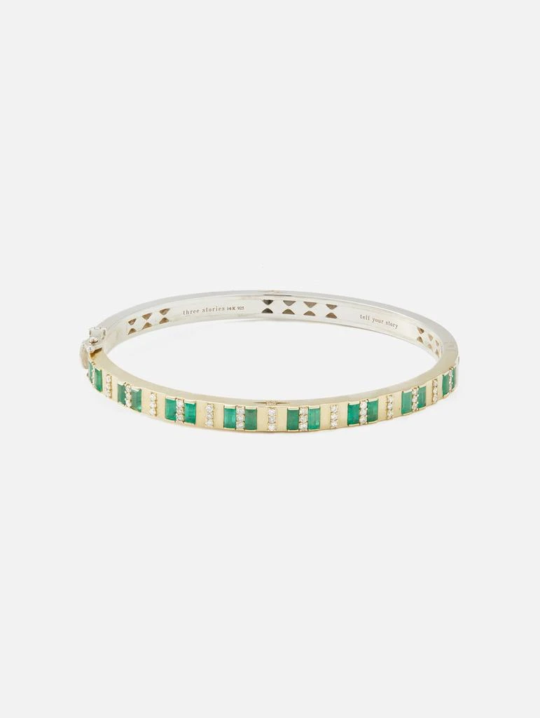商品THREE STORIES JEWELRY|Classic Two-Toned Baguette Mixed Sapphire Column Bangle,价格¥34252,第1张图片