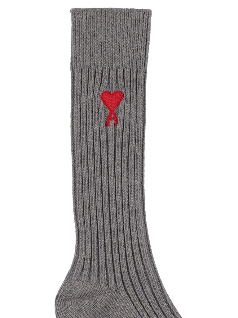 商品AMI|3 Pack Logo Embroidered Cotton Socks,价格¥1019,第2张图片详细描述