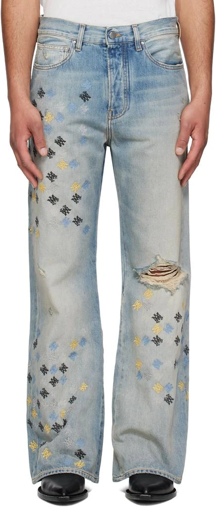 商品AMIRI|蓝色 MA Quad Embroidered Flare 牛仔裤,价格¥14906,第1张图片