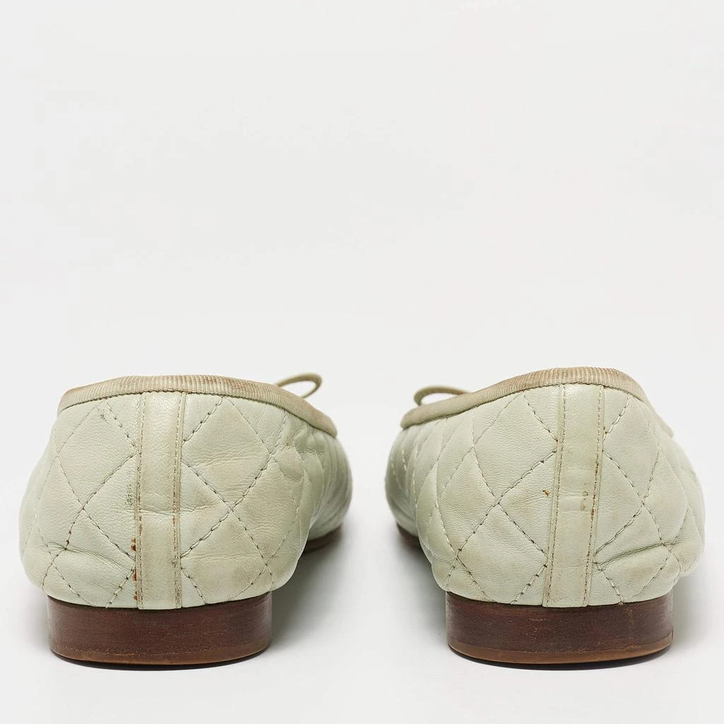 商品[二手商品] Chanel|Chanel Mint Green Quilted Leather Bow CC Cap Toe Ballet Flats Size 39.5,价格¥2459,第5张图片详细描述