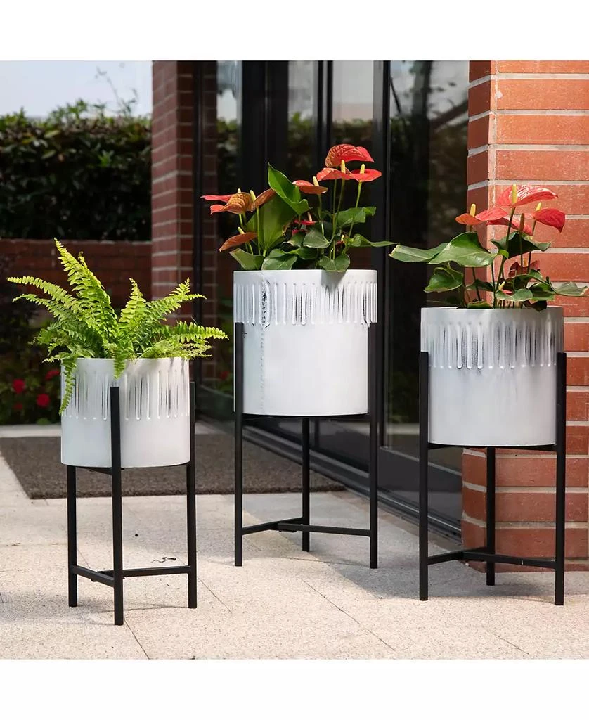 Washed White Metal Plant Stands Set of 3 商品