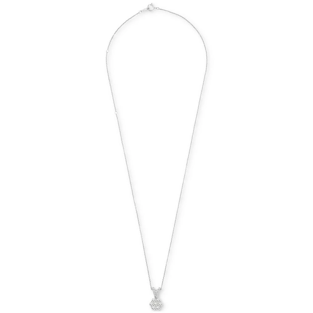 商品Macy's|Diamond Flower Cluster Pendant Necklace (1 ct. t.w.) in 14k White Gold, 16" + 4" extender, Created for Macy's,价格¥7531,第2张图片详细描述
