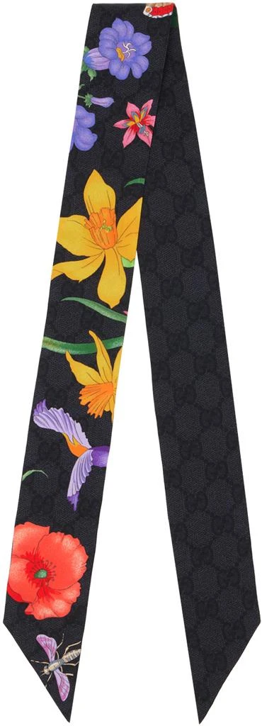 商品Gucci|Black Flora Scarf,价格¥1454,第1张图片